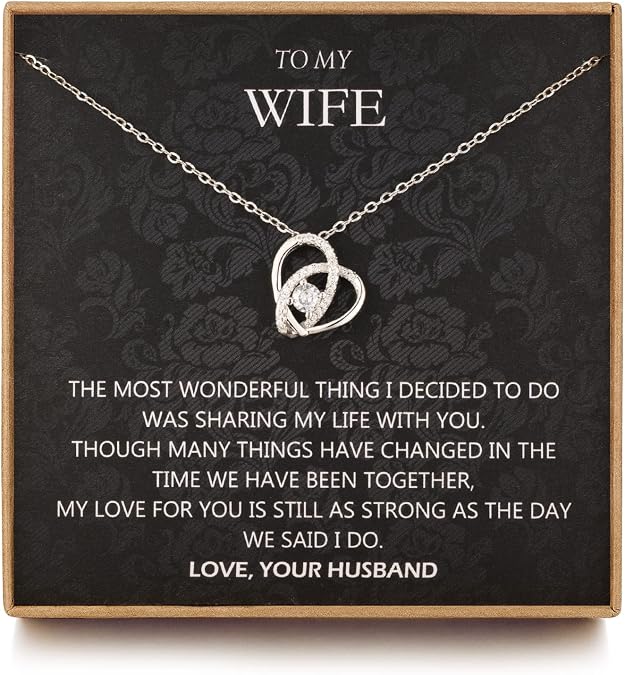 NOURISHLOV Wife Gift, Romantic Gifts for Her, Sterling Silver Love Knot Necklace, Wife Birthday Gift Ideas, Valentine's Day Gift, Christmas Jewelry, Wife Necklace from Husband