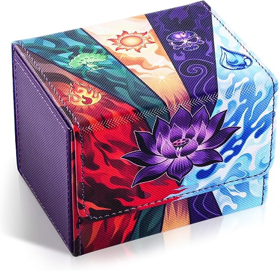 UAONO Card Deck Box for MTG, Trading Cards Storage Box Holds 120+ Sleeved Commander Deck, PU Leather Card Box Suits TCG Magic with 2 Dividers