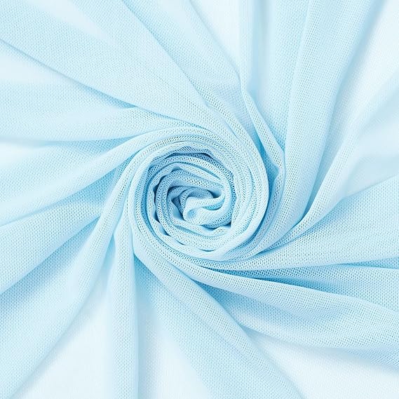 Power Mesh Fabric Breathable Lightweight Sheer 4 Way Stretch Nylon Spandex Blend Netting By The Yard - Baby Blue (5 Yards)