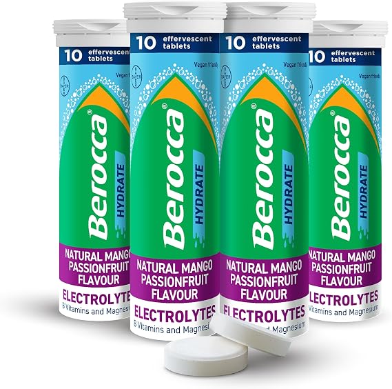 Berocca Hydrate Effervescent Tablets, Mango Passionfruit, 40 Tablets