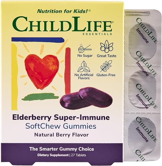 CHILDLIFE ESSENTIALS Elderberry SoftChew Gummies, Berry, 27 Softchews