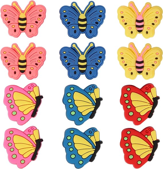 12Pcs Butterfly Silicone Focal Beads Bulk, Adorable Beads for Beadable Pens Keychain Bracelet Making Supplies, Butterfly Silicone Bead for Adults DIY Handmade Crafts Party Supplies Pens Decor