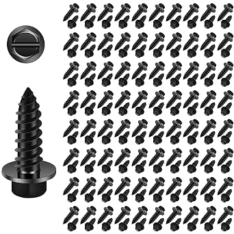 Upgraded 200 Pcs License Plate Mounting Screws for Car Dealers #14 x 3/4" Slotted Hex Head License Plate Bolts with Rustproof Finish, Car License Plate Screws for License Plates Frames