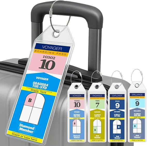 Cruise On Royal Caribbean Cruise Luggage Tag Holder (4 Pack) Fits All Royal Caribbean Ships, Durable Travel ID Holders for 2026-2027 Cruises, Clear Waterproof Cruise Essentials