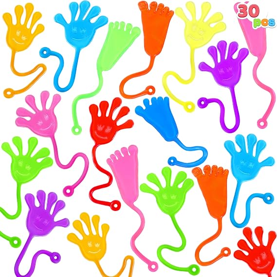 JOYIN Large 30Pcs Sticky Hand and Feet Party Favors, Party Favors Set for Kids, Holiday Traditions, Classroom Treasure Box, Carnival Prizes, Goodie Bag Stuffers