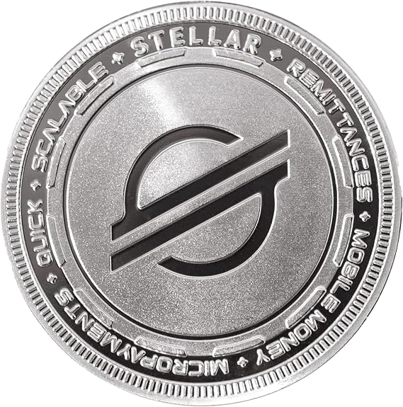 XLM Stellar Crypto Silver-Plated Collector Coin with Engraved Blockchain Design and Protective Case Perfect for Collectors and Crypto Enthusiasts