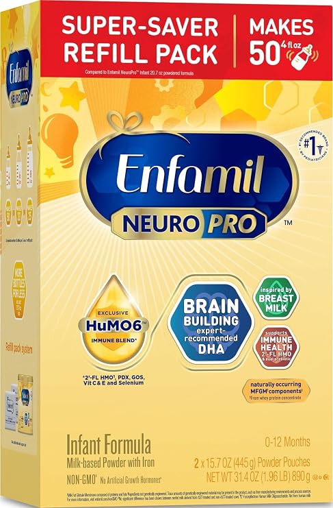 Enfamil NeuroPro Baby Formula, Brain Building Duo DHA & MFGM, Exclusive Immune Supporting HuMO6 Blend, Powder Infant Formula, Baby Milk, 31.4 oz