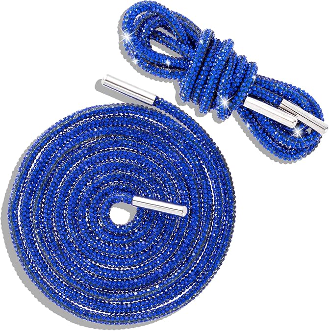 2PCS Rhinestone Glitter Shoelace, Shiny Crystal Replacement Hoodie Strings, Drawstring Cords for Sneakers