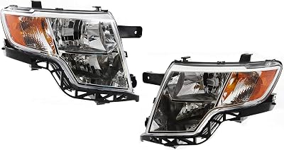 Evan-Fischer Headlight SET Compatible with 2007-2010 Ford Edge Sport Utility Halogen With bulbs Driver and Passenger Side