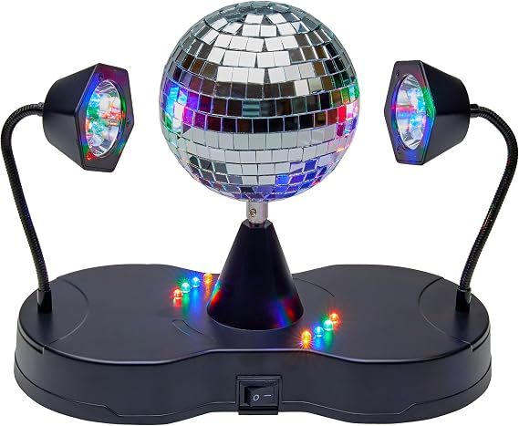 Mini Rotating Disco Ball Light - Tabletop Mirror Strobe Lamp for Parties | Portable Desktop Mood Lighting for Bedrooms; Dance Decorations & 30 Second Fun; Motorized Spinning Globe for Kids Rooms
