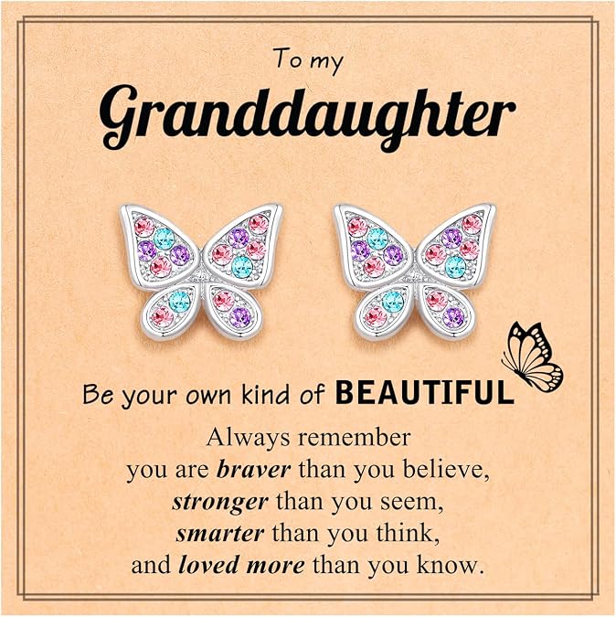 UPROMI Butterfly Earrings for Daughter/Granddaughter/Niece Gifts for Girls