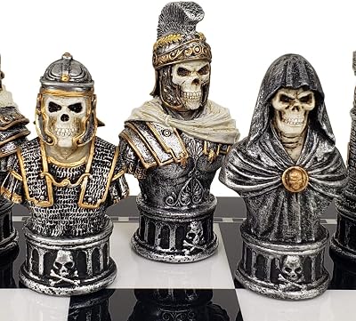 HPL Medieval Times Skull Busts Gothic Fantasy Skeleton Chess Men Set - NO Board