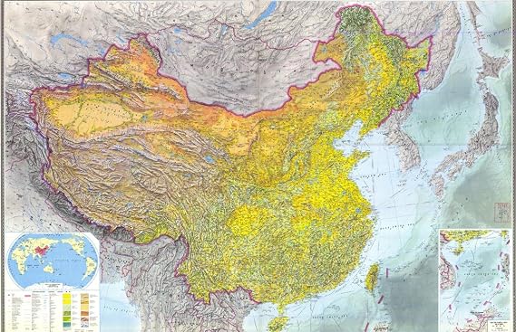 Gifts Delight Laminated 37x24 Poster: Topographic map of China 1984 - Full Size