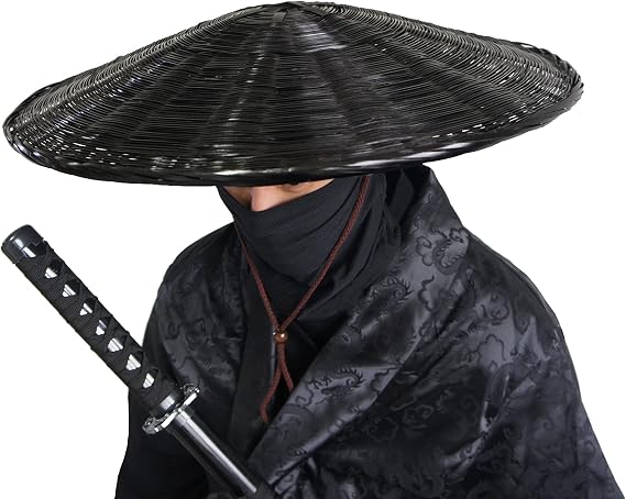 Samurai Swordsman Cosplay Bamboo Hat - Japanese Asian Hat, Dia.21 Inches Depth 4 Inches