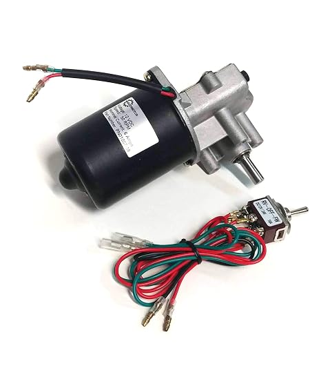 3/8" D Shaft 12V DC Reversible Electric Gear Motor 50 RPM + Reversible DPDT Switch