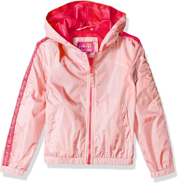 Pink Platinum Girls' Printed Windbreaker Jacket With Mesh Lining