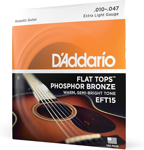 D'Addario Flat Tops Phosphor Bronze Strings EFT15, 10-47