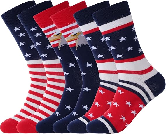 cnomg American Flag Socks for Men Women Patriotic Freedom Day Gifts with Stars Stripes Wedding Groomsmen Socks