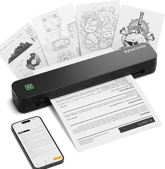 Portable Printer for Travel C80, Thermal Inkless A4, Black