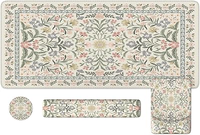iLeadon Desk Protector Mat, Cute Ergonomic Wrist Pad for Keyboard and Mouse, Non Slip Desk Mat with Wrist Rest, Extra Large Full Desks Mouse Pad with Coaster for Women Office Grey