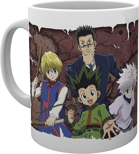 ABYSTYLE Hunter x Hunter Group Ceramic Coffee Tea Mug 10 oz. Featuring Gon, Kirua, Kurapika, and Leorio Anime Manga Drinkware Home Essentials Gift