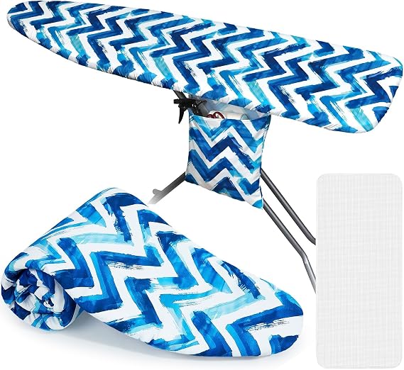 FIOBEE Ironing Board Cover and Pad Extra Thick Iron Board Pad with Heat-Resistant Mesh Padded Iron Board Covers Adjustable Buckle Straps & Elastic Edges for 15x54 Standard Size Ironing Board