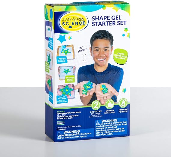 Steve Spangler Science Shape Gel Starter Kit Hands-On Science Kit for Kids to Learn About Polymers, DIY Slime Kit for Classroom and Home Learning STEM Activity for Ages 6+