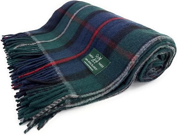 Large Wool Tartan Blanket, Fade Resistant, Bed, Cosy Sofa Throw (MacKenzie Modern)