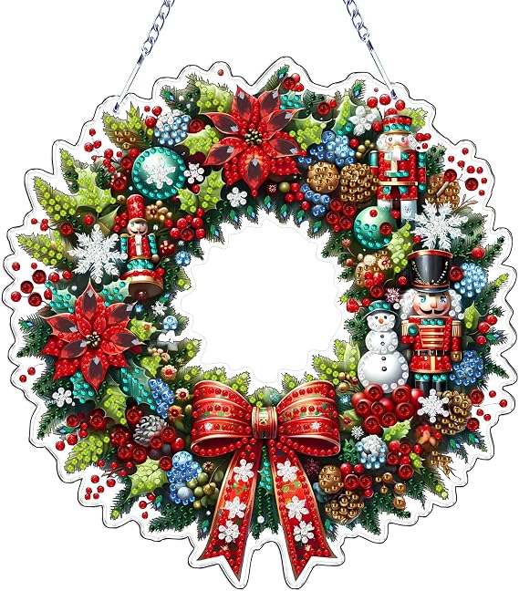 VODAPYC Christmas Wreath Diamond Art Hanging Kits for Adults