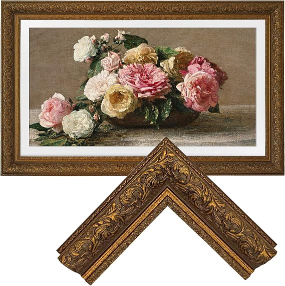Samsung the Frame TV Bezel/Mounts,compatible ONLY with Samsung The Frame TV 85"/PRO(Fits 2021-2026 models, model codes:85LS03A/B/C/D/FA/FW/HE/HW) (Deep Gold, 85-LS03)