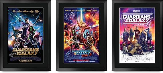 HWC Trading A3 FR Guardians of The Galaxy Collection Chris Pratt and Cast Gifts Signed Autographed Photo Display Film Memorabilia A3 Framed Print
