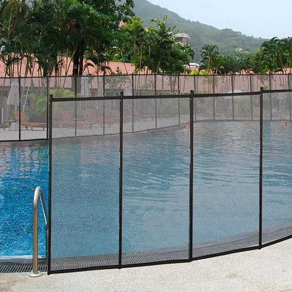 Giantex Pool Fence - Easy DIY Installation Pool Barrier Safety Mesh Fence - 4ft x 48ft - Black