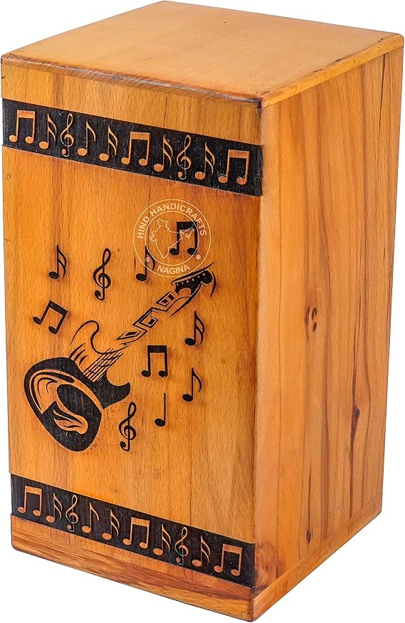 Wooden Urns for Human Ashes Adult Large - Beech Wood Cremation Urn for Ashes -Burial Urn for Columbarium - Funeral Urn Box (250 LB - Beechwood, Guitar-1)