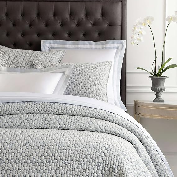Lodi Blue Solid Cotton Matelasse Coverlet, Queen