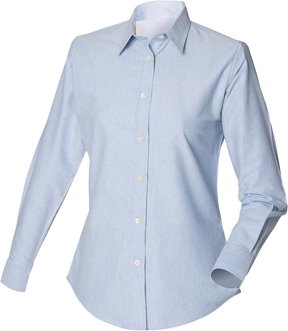 Henbury Womens/Ladies Long Sleeved Classic Oxford Work Shirt (S) (Blue)