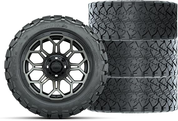 GTW 14 Inch Golf Cart Wheels and Tires Combo | Matte Bronze Bravo Wheels on 22x10-14 Timberwolf All Terrain Tires | Set of 4 (Matte Bronze)