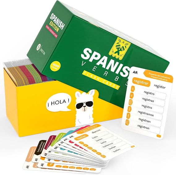 Spanish Verb Conjugation Flash Cards 1,000 Verbs, 9 Tenses for Study