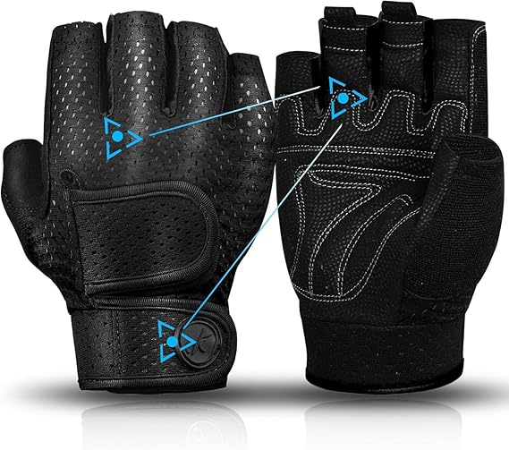 Workout Gloves Padded Weight Lifting Gloves for Men/Women, [3MM Gel] Fingerless Grip Gym Gloves Fitness Gloves for Exercise,Hanging,Weightlifting, Cycling, Pull ups, Rowing