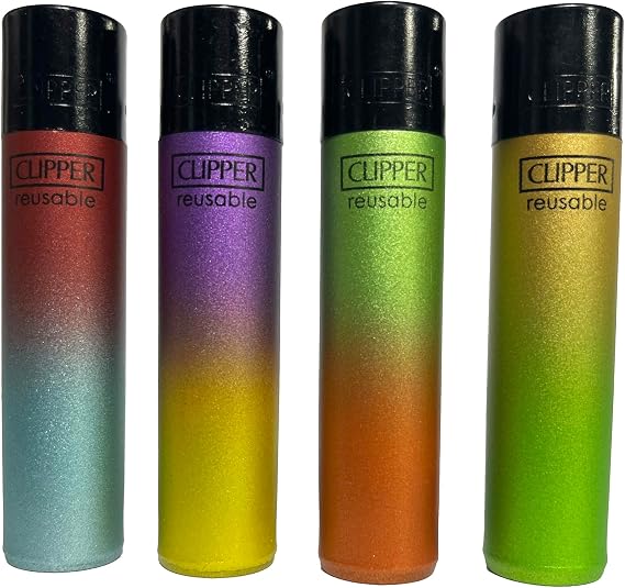Clipper Reusable Lighters - 4 Pack - Painted Metallic Gradient