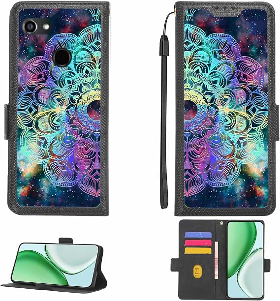 Aroepurt Case Compatible for KYOCERA GRATINA Phone Case Flip Cover [with Tempered Glass Screen Protector][RFID Blocking][Colorful Reflect Light] LPT-HTT