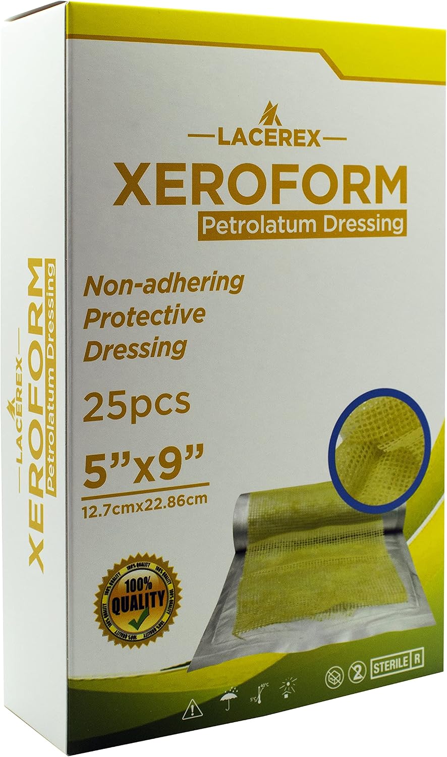 AWD Medical Xeroform Petrolatum Dressing - Non-Adhering Gauze Pad - Fine Mesh Gauze Patch Sterile - Healthcare Supplies for Wound Care, Burns, Lacerations, Skin Grafts Aide Box of 50 1x8
