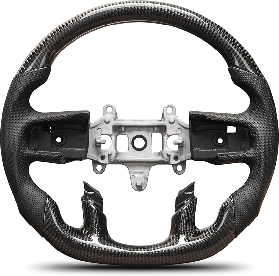 Carbon Fiber Steering Wheel for Ram TRX 1500 2021-2024, Performance Interior Upgrade, Flat Bottom Racing Steering Wheel with Nappa Leather Grip (No Paddle Shifter)