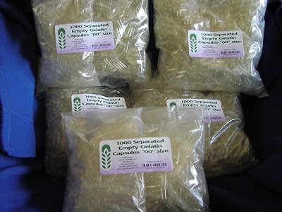 Capsule Connection 5000 Separated Empty Gelatin Capsules,#34;00 Size, 5 1000 Count Bags