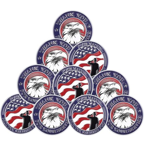 10 Pieces Military Challenge Coins Thank You for Your Service Military Gifts for Men Women for Veterans Day Gifts
