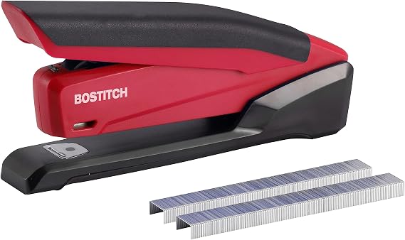 Bostitch Office Executive 3 in 1 Stapler, One Finger, 20 Sheet, Red
