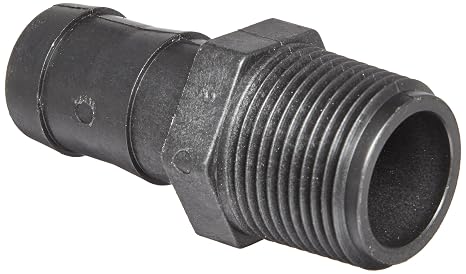 Barbed Hose Fitting, For 1 in Hose I.D., Hose Barb x NPT, 1 in x 1 in Fitting Size, Hex, Rigid - 1 Each
