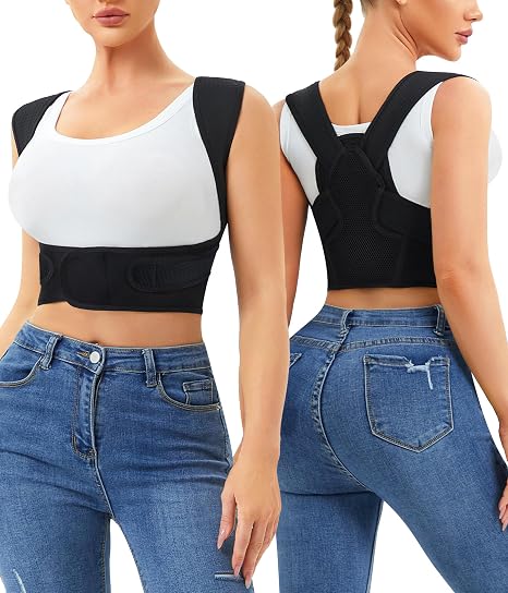 URSEXYLY Posture Corrector for Women and Men Adjustable Upper Back Brace Breathable Spine Support-Neck, Shoulder, Clavicle, Back Relief(M/L,Black)