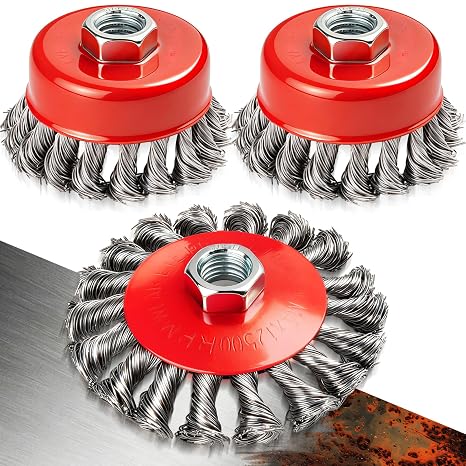 DIYSELF 3 Pack Wire Wheels for 4 1/2 Angle Grinder, 3 & 4 Inch, 5/8 Arbor