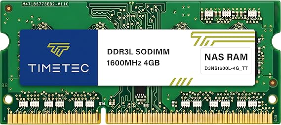 Timetec 4GB Compatible for Synology NAS DiskStation/RackStation DDR3/DDR3L 1600MHz PC3L-12800 1.35V Non-ECC Unbuffered 204 Pin SODIMM RAM Upgrade (Replacement for Synology RAM1600DDR3-4G)