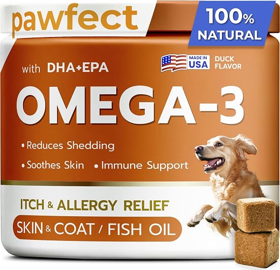 Fish Oil Omega 3 for Dogs - Itch & Allergy Relief, Skin & Coat Supplement